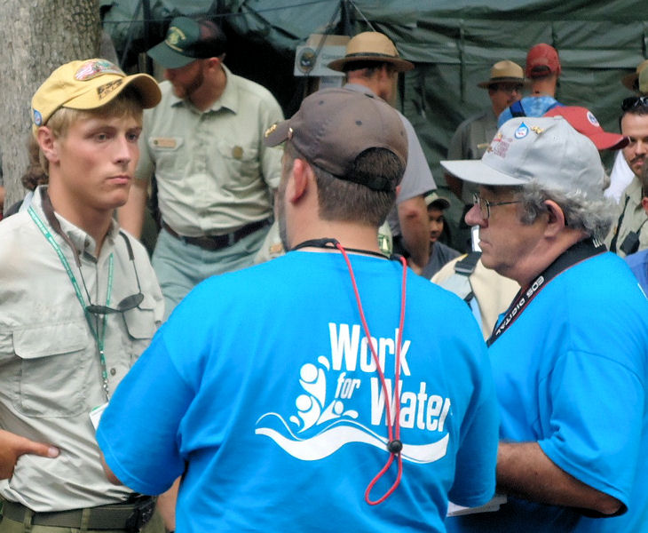 WEF volunteers educate boy scouts about services provided through promoting clean, safe water at the 2010 Boy Scouts Jamboree. WEF photo/Steve Harrison.