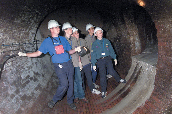 Visitors take the popular sewer tour under the city of Brighton, about 1.5 hours from London. Photo courtesy of Brighton Water.