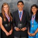 Michael Fields (left), Xylem, Inc. (White Plains, N.Y.), and Sanda Ralston (right), WEF President-elect, stand with the 2013 U.S. Stockholm Junior Water Prize winners. From left, the winners including runner-up Leah Huling of Ada, Okla., winner Anirudh Jain of Portland, Ore., and runner-up Deepika Kurup of Nashua, N.H. were recognized for their water-related research.