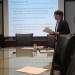 Masaaki Nakayama, team leader in the budget and planning section at Tokyo Municipal Government, Bureau of Waterworks, presents research on public-private partnerships at Water Environment Federation (WEF; Alexandria, Va.) headquarters. WEF photo/Jennifer Fulcher.