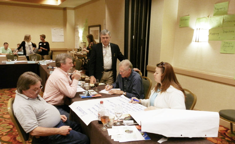 Forum participants work in groups to define water professionals and the water industry and identify employment positions and educational opportunities. Photo courtesy of ATEEC. 
