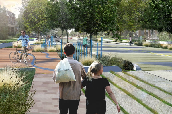 Urban Rain Design (Portland, Ore.) submited this design for a green street to DC Water’s (Washington, D.C.) Green Infrastructure Challenge. It was one of seven winning projects for the first phase of the challenge. Photo courtesy of DC Water.