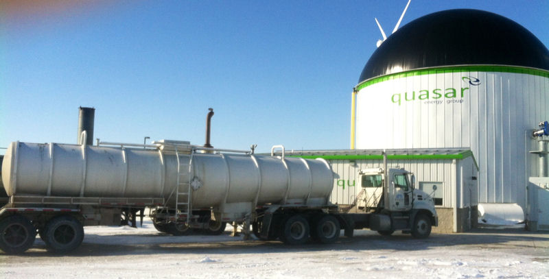 This Quasar Energy Group (Cleveland) facility uses anaerobic digestion to treat the Village of Swanton’s (Ohio) biosolids and produce methane. Photo courtesy of the Quasar Energy Group.