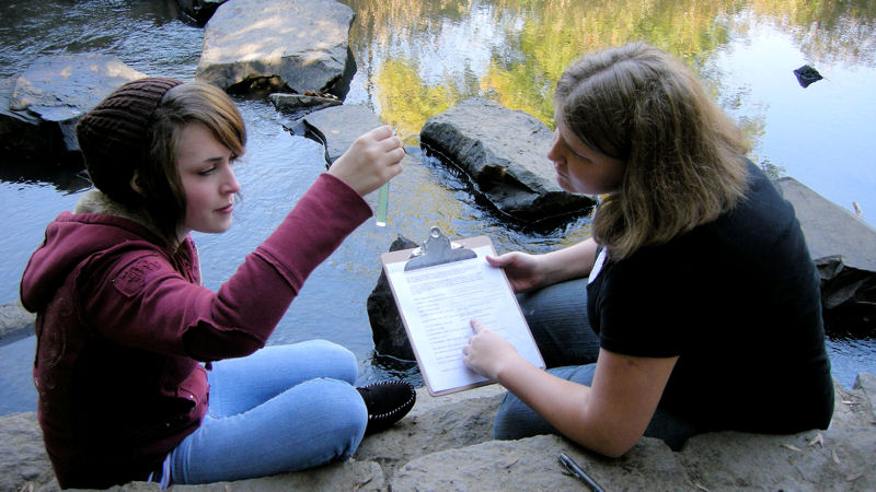 Merlo Station High School (Beaverton, Ore.) received an Adopt-A-School grant from PNCWA so students could use World Water Monitoring Challenge kits to test local waterways. Photo courtesy of PNCWA.