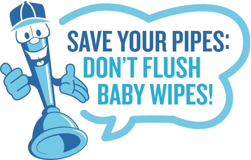 Maine’s “Save Your Pipes: Don’t Flush Baby Wipes” campaign was launched Jan. 21 to raise awareness about the environmental and economic effects of flushing baby wipes. Photo courtesy of Aubrey L. Strause, owner of Verdant Water PLLC (Scarborough, Maine) and 2014 president of the the Maine Water Environment Association (MEWEA).