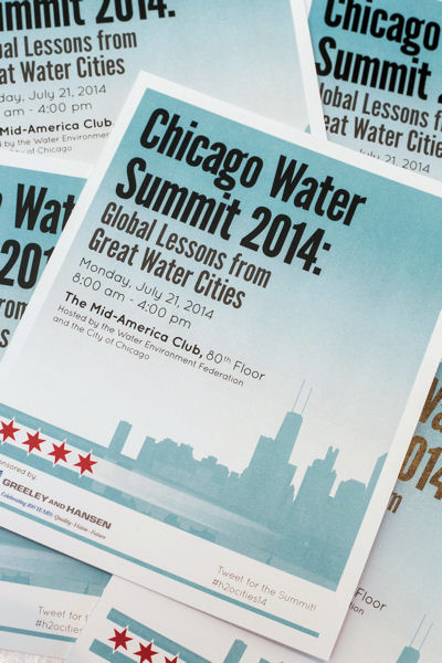 Twenty water sector leaders and an audience of more than 150 discussed a new paradigm for water at the Chicago Water Summit 2014: Global Lessons from Great Water Cities. Photo courtesy of Kieffer Photography.