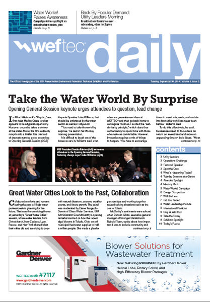 Click to see the Sept. 30 issue of the WEFTEC 2014 Daily.