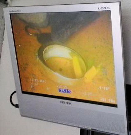 Martinez said maintenance crews had to use closed-circuit television to locate the ring. Warren was there when they saw the ring on the monitors. Photo courtesy of Martinez.