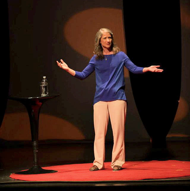Heather Himmelberger, director of the Southwest Environmental Finance Center at the University of New Mexico (Albuquerque), spoke about finding better ways to manage and pay for public water systems during a TEDxABQ event. Photo courtesy of Kristyn Fox.