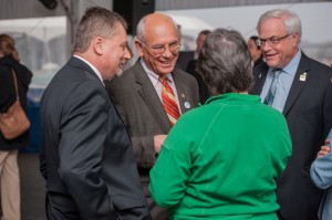 U.S. House of Representative Paul Tonko (D-NY), second from the left, talks to water sector professionals, including WEF Government Affairs committee member Drew Smith from the Monroe County, N.Y. Department of Environmental Services, left, during the Forum’s Water Week 2015 Congressional Reception. Photo courtesy of Max Taylor Photography.