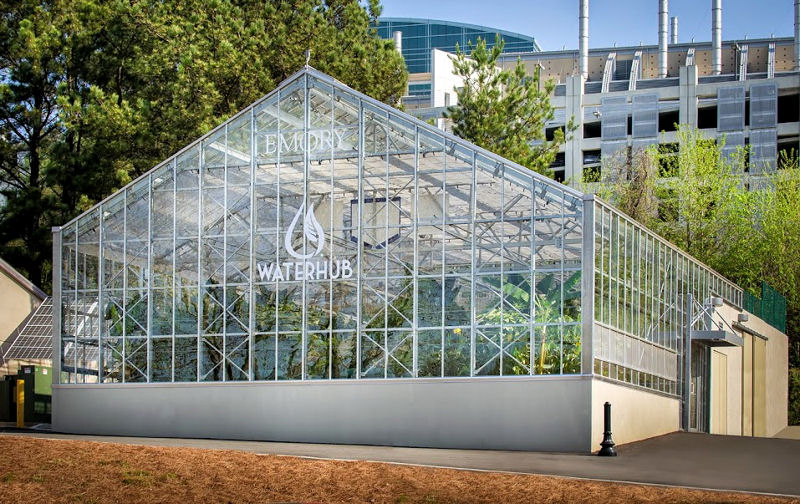 Emory University (Atlanta) has opened the doors to the WaterHub™, an ecological treatment facility that reclaims campus wastewater for nonpotable reuse. Photo courtesy of David Fisher, Emory University.