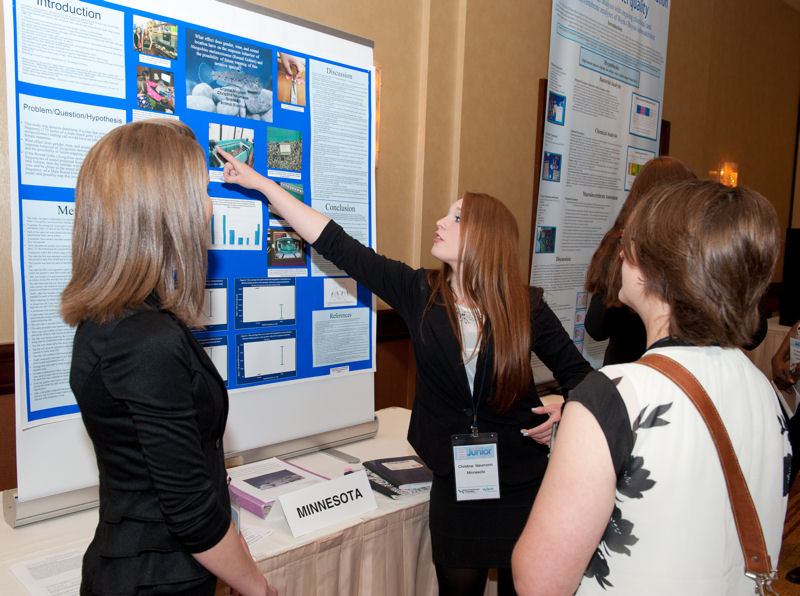 During the 2014 SJWP competition, students presented their projects aimed at improving water quality to judges and other attendees. Photo courtesy of AOB Photo.