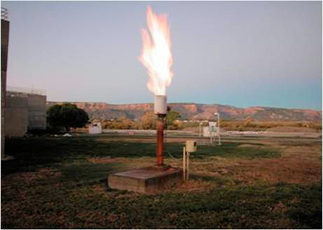 Before the completion of the new gas-conditioning equipment, more than 80% of the methane generated at Grand Junction’s water resource recovery facility was flared. Photo courtesy of City of Grand Junction.