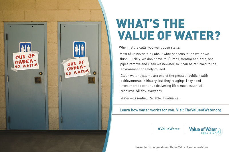 The Value of Water Coalition released the public awareness campaign and toolkit, What’s the Value of Water?, to educating about the  need to invest in U.S. water infrastructure and water resources. Photo courtesy of the Value of Water Coalition.