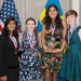 From left, the winners of the 2016 U.S. Stockholm Junior Water Prize (SJWP) were Bjorn von Euler Innovation in Water award recipient Sarayu Das; runner-up Paige Brown; winner Nishith Sinha; and runner-up Megan Lange. Photo courtesy of AOB Photo.
