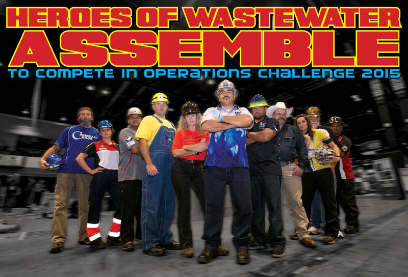 Competitors assemble at the national Operations Challenge 2015 competition. Download your own copy of this image at http://www.wef.org/HeroesOfWastewater. Photo courtesy of Kieffer Photography.