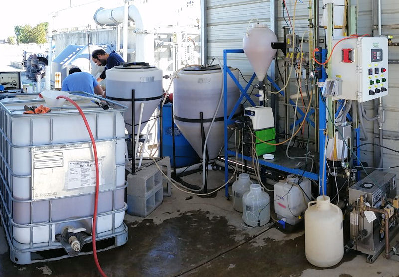 The prototype urine-processing system at the University of California, Davis, uses steam distillation and other chemical processes to clear away any impurities associated with using urine. Photo courtesy of Leverenz, University of California, Davis.