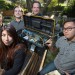 Cal Poly Pomona Professor Dan Manson (third from left) stands with students, from left, Jose Ybanez, Raissa Englehard, Nate Hom, and Joe Needleman. The students built a device that replicated the functions of a water-treatment plant for the Passcode Cup cybersecurity competition. Photo courtesy of Tom Zasadzinski.