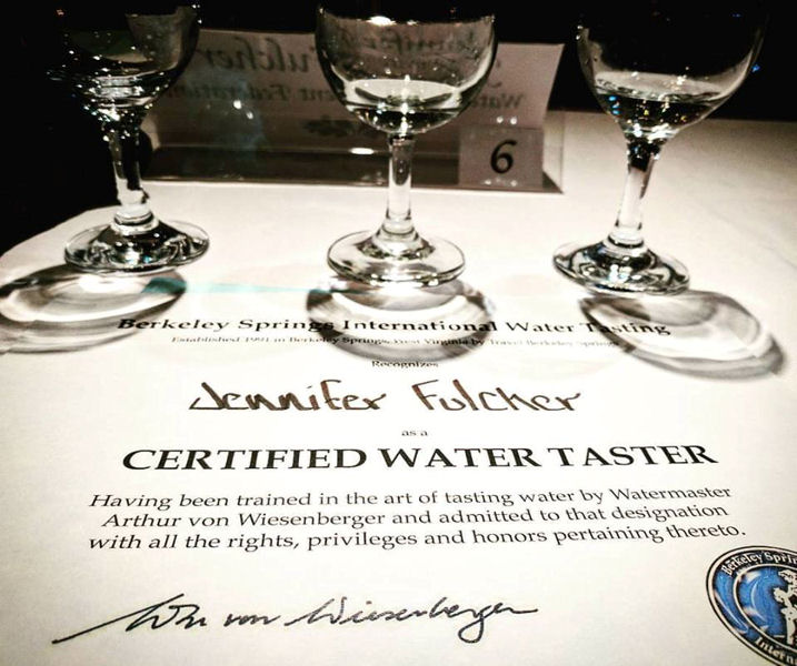 After a 45-minute training led by Arthur von Wiesenberger, the competition’s “water master,” judges were presented with certificates recognizing them as water tasters. WEF Photo, Jennifer Fulcher.