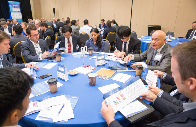 BlueTech Forum 2016 attendees participate in the Water Technology Market Opportunity roundtable session. Photo courtesy of BlueTech Research. 