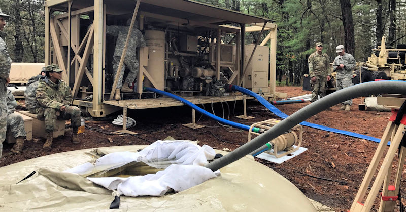 Military personnel can be trained to operate water purification units that use pumps, powered by generators, to move water, skills that are useful and applicable to many water sector careers. Photo courtesy of Madden.
