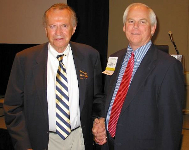From right, water sector leaders Goodman and W. Wesley Eckenfelder Jr. participate in the 2007 Kentucky-Tennessee Water Environment Association Annual Conference as speakers. The pair also traveled on two separate training programs to Brazil to present about industrial wastewater treatment systems. Photo courtesy of Goodman.