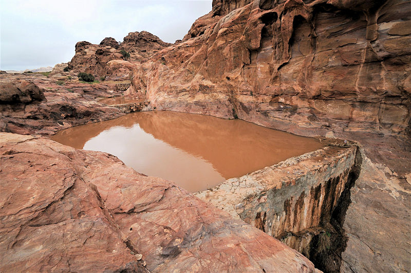 The Nabataeans designed a system of reservoirs to hold water. The inhabitants of Petra relied on this supply for themselves and their animals throughout the year. Photo courtesy of Mays, Arizona State University.