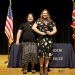 Sonja Michaluk (right), backed by her mother (left), receives the 2019 U.S. SJWP during the national competition, held June 13 to 16 at the Ohio State University (Columbus). Photo courtesy of Annelise Taggart.
